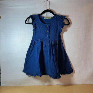 MILLIE LOVES LILY Girls Navy Pinafore Ruffle Dress Size 6